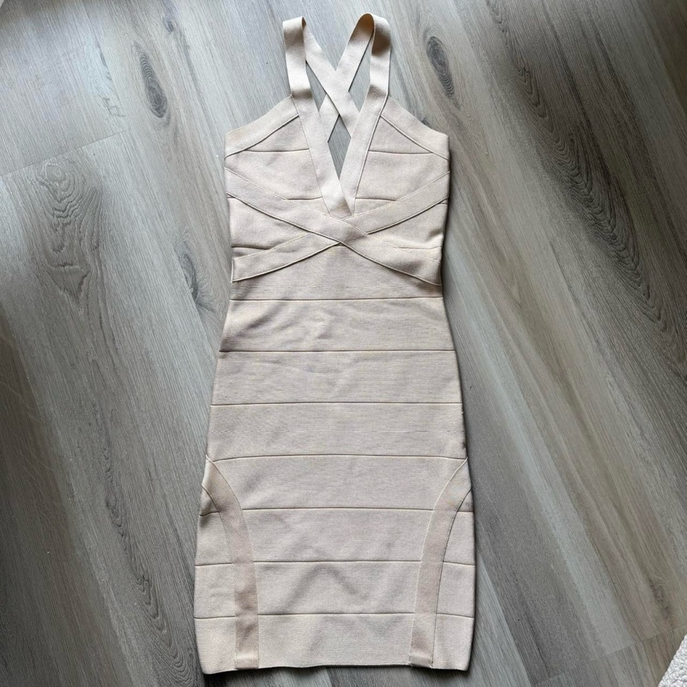 Elegant Cream Bandage Dress